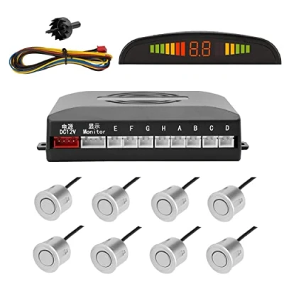 Afbeelding van TKOOFN Radar Kit 8 ZILVER Sensoren Auto Parking Systeem Digitaal Parkeren LED Display