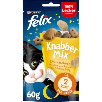 Afbeelding van FELIX KnabberMix Driekaashoog kattensnack, knapperige lekkernij met kaassmaak, 8 stuks (8 x 60 g)