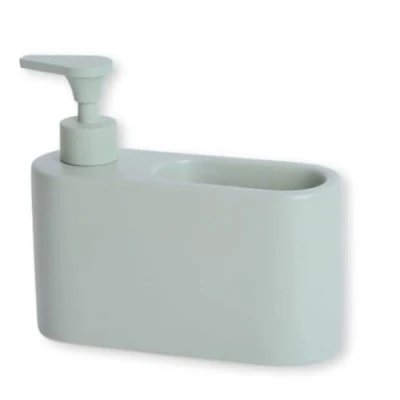 Afbeelding van Kook Time Mat saliegroen keramische zeepdispenser ideaal als afwasmiddeldispenser voor keuken, spoeldispenser en zeepdispenser, 18 x 6 15,8 cm