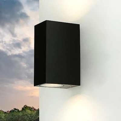 Afbeelding van Licht Erlebnisse Up&amp;Down Buitenlamp Aluminium Glas Zwart IP44 Tuin Voordeur B: 6,8 cm GU10 Moderne Wandlamp Outdoor AALBORG ..