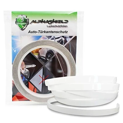 Afbeelding van AlphaShield 10 meter lakbescherming, deurrandbescherming, folie, strepen, transparante foliestrip voor autodeuren, zelfklevende bescherming, beschermfolie, autolak, randen, mm breed