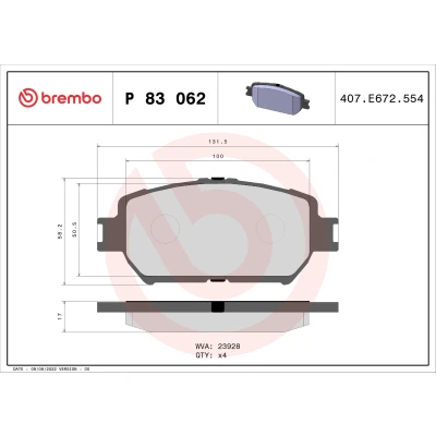 Afbeelding van Brembo Remblokset P 83 062