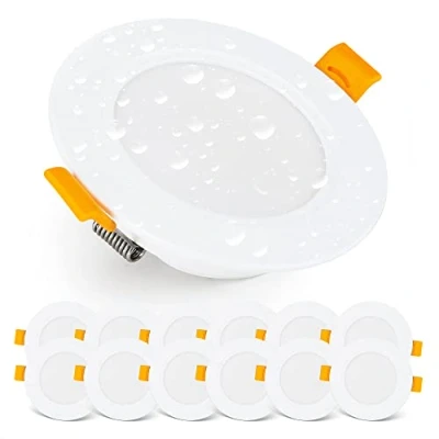 Afbeelding van EMOS Exclusive Inbouwspots LED Downlight 5W, 500 Lumen, 6000K koud Wit Set van 12 spotjes IP54 waterdicht, voor gebruik binnen en buiten 230V, rond, ultravlak,