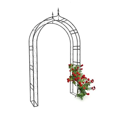Afbeelding van Relaxdays rozenboog metaal met punt pergola tuinboog rankhulp bloemenboog zwart