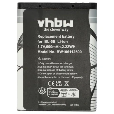 Afbeelding van vhbw Accu compatibel met Technaxx Musicman BT X1, MA Soundstation mobiele telefoon smartphone (600mAh, 3,7V, Li Ion)