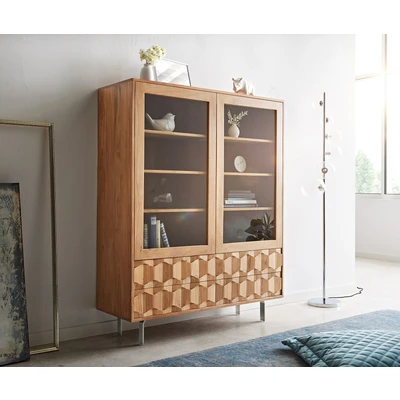 Afbeelding van vitrinekast Fevo acacia natuur 115x150 cm L poot