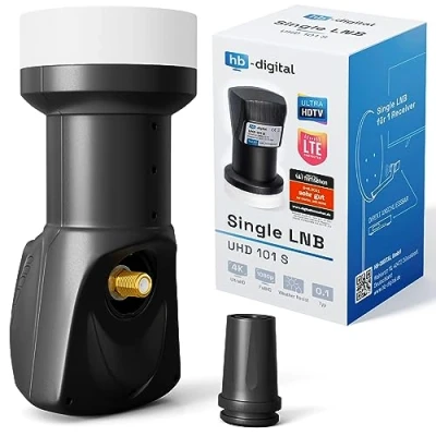 Afbeelding van hb Digital Single LNB (test zeer goed *) LNC hoofd 1 deelnemer Direkt LTE Protected Satelliet Full HD TV 3D 4K UHD contacten verguld weersbescherming zwart