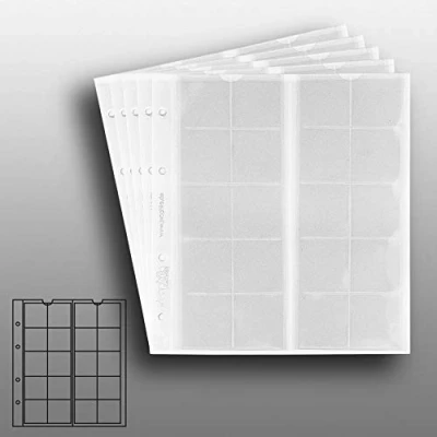 Afbeelding van 5 numismatic Prophila Kobra coin sheets, 20 pockets up to 34 mm Ø, e.g. DM, 2 DM