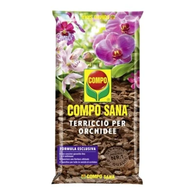 Afbeelding van Compo 11611 SANA orchideeënaarde met 8 weken meststof voor alle orchideeënsoorten, cultuursubstraat van dennenschors, 5 liter, bruin