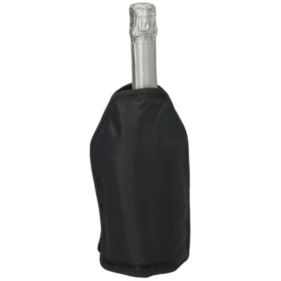 Afbeelding van Gerimport Wijnfles koeler/koelelement hoes zwart 22 cm Flessenkoeler Wijnkoeler