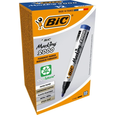 Afbeelding van 12x Bic permanent marker 2000 2300 blauw, schrijfbreedte 1,7 mm, ronde