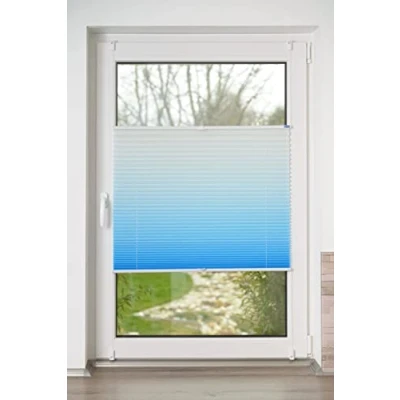 Afbeelding van K home Klemmfix geplooide kleurverloop, Iceblauw, 55 x 130 cm