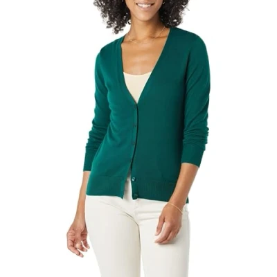 Afbeelding van Amazon Essentials Women&#039;s Lichtgewicht vest met V hals (verkrijgbaar in grote maten), Donkergroen, M