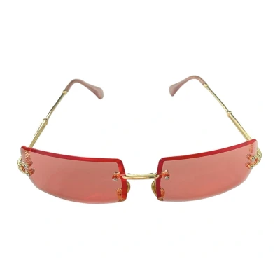Afbeelding van ASTRADAVI Zonnebril Unisex Sunglasses UV400 Gouden Metalen frame Randloos Lenzen Roze