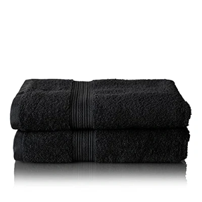 Afbeelding van Glart Premium badstoffen handdoekenset, kleur: ZWART, 2 douchehanddoeken van 70 x 140 cm