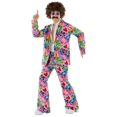 Afbeelding van Fun Shack Psychedelisch pak hippie kostuum heren, jaren 60 carnaval voor mannen, 70 heren X Large