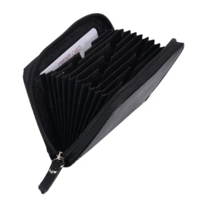 Afbeelding van LEAS Universele herenportemonnee &amp; creditcardhoes echt leer, zwarte kaartencollectie, zwart, 11x7cm, Minimalistisch