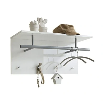 Afbeelding van Wandkapstok 72x29,3x34,5 cm hoogglans wit
