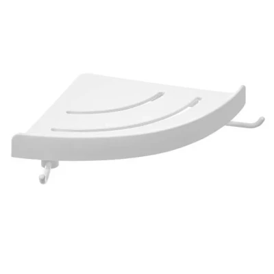 Afbeelding van Aquadesign Shower hoek douchekorf hoekdoucherekje of hoekdouchebakje mat wit 24cm
