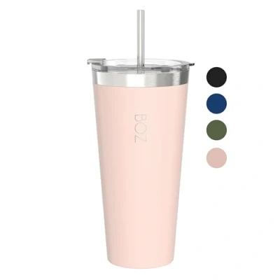 Afbeelding van BOZ Tumbler met deksel en rietje geïsoleerde beker bekers roestvrijstalen perfect voor warme koude dranken BPA vrij (650 ml, roze)