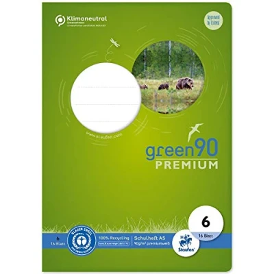 Afbeelding van Staufen 040780006 boekje groen, liniatuur 6, DIN A5, 16 vellen, 90 g/m², blanco, 1 stuk