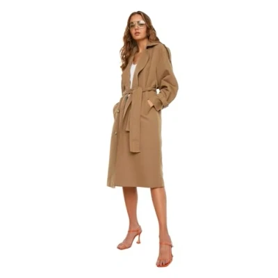 Afbeelding van Trendyol Donkergroene Oversized Wijde Snit, Waterafstotende Lange Trenchcoat Met Riem Twoss21Tr0005