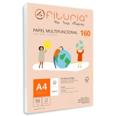 Afbeelding van Papier A4, 160 g, wit multifunctioneel printerpapier, ideaal voor school en werkomgevingen. Perfect laserprinter, injectie of kopieerapparaat. Ofituria