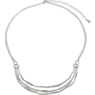 Afbeelding van Behave Statement ketting in dynamisch design met steentjes klassieke korte zilverkleurige