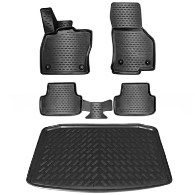 Afbeelding van Elmasline SET06166 3D rubberen matten &amp; kofferbakmat set voor VW Tiguan Allspace 7 zits bovenste laadbodem accessoires vloermatten kofferbak CX60