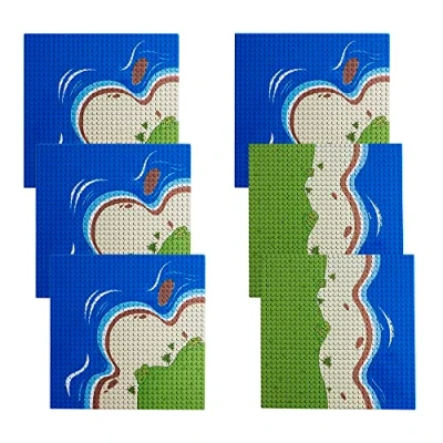 Afbeelding van Apostrophe Games Island bouwstenen basisplaten compatibel met alle grote merken 6 stuks eilandplaten 4 hoeken en 2 rechte, Meerkleurig
