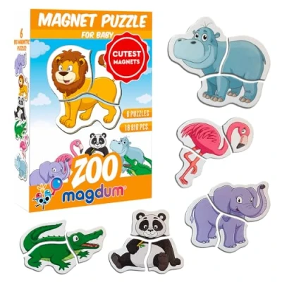 Afbeelding van MAGDUM 6 ZOO Magnetic large Baby Puzzles for Boys Girls Animals Toys 3 years old Educational Learn Farm Jigsaw