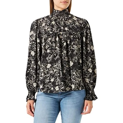 Afbeelding van DreiMaster Vintage Bridgeport blouse met lange mouwen voor dames, zwart, roze, XS