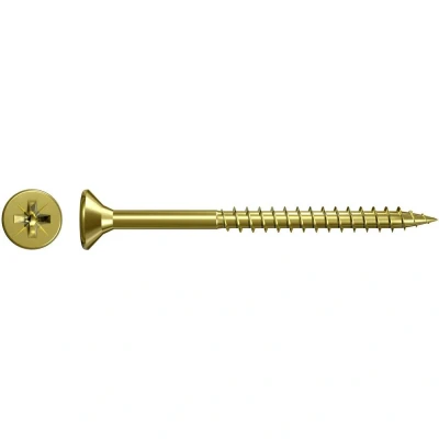 Afbeelding van Fischer 551240 Spaanplaatschroeven 6 mm 120 Kruiskop Pozidriv Staal Galvanisch verzinkt geel gechromateerd 100 stuk(s)