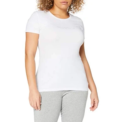Afbeelding van Emporio Armani Dames Iconic Cotton Crew Neck T Shirt, wit, M