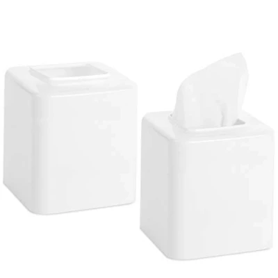 Afbeelding van Youngever 2 Stuks Plastic Tissue Box Houder, Hoes voor Tissuedoos, Doekjes Dispenser Box, Vierkante Servethouders, Wipes (White)