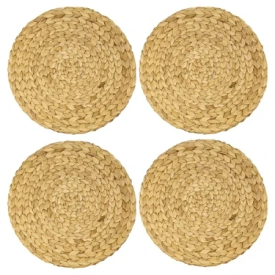Afbeelding van HMF Placemat, rond, gevlochten, van waterhyacint, afwasbaar, set 4, 35 cm