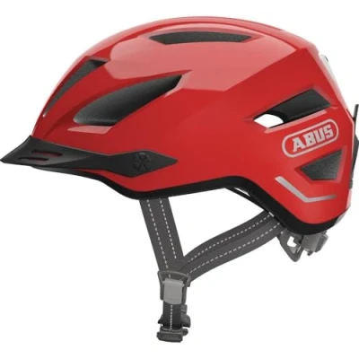 Afbeelding van ABUS Pedelec 2.0 cityhelm fietshelm met achterlicht en regenkap voor stadsverkeer mannen vrouwen rood, maat L