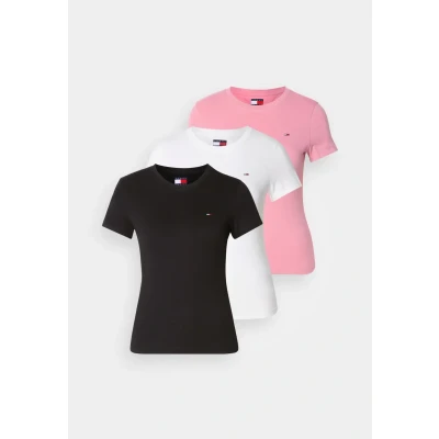 Afbeelding van Tommy Jeans C NECK TEE 3 PACK Tshirt basic, Dames, Maat: 36, Black/ecru/mystic pink
