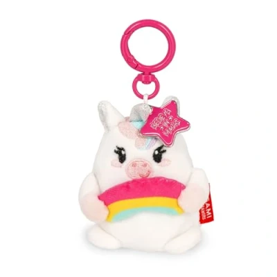Afbeelding van Legami Super Soft! Eenhoorn sleutelhanger, pluche hanger met gegraveerde boodschap en karabijnhaak van zink, 7 x 11 cm, Wit, S