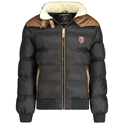 Afbeelding van Geographical Norway Abramovitch Heren Warme bontjas Herfst Winter herenjas Lange Mouwen Winddicht Parka Stijl Ideaal Cadeau Heren, Marineblauw, XXL
