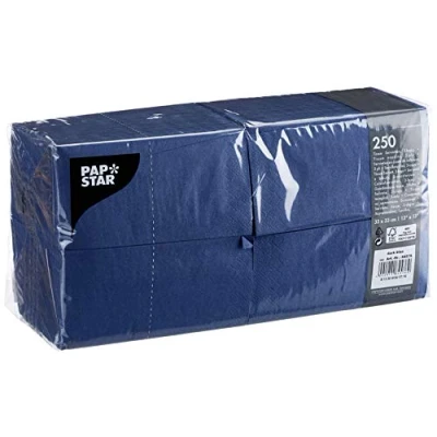 Afbeelding van Papstar 84576 250 servetten, 3 laags 1/8 vouw 33 cm x cm, donkerblauw