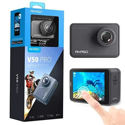 Afbeelding van AKASO Action Cam/4K/30 fps 20 MP actiecamera met touchscreen, 30 m onderwatercamera/helmcamera, afstandsbediening, EIS, LCD, tijdbelasting, langzaam bewegend, batterijaccessoires