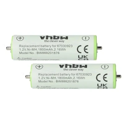 Afbeelding van vhbw 2 x accu compatibel met Braun Series 1, 3, SmartControl scheerapparaat, tondeuse (1800mAh, 1,2V, NiMH)