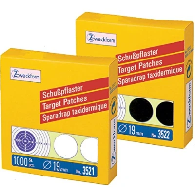 Afbeelding van Avery Zweckform 2000 Pack Target Patches [1000 Zwart + 1000 Etiketten 2000] Diameter 19 mm Voorgedrukt, 2 rollen/Wit, Schwarz Weiß, 2000er