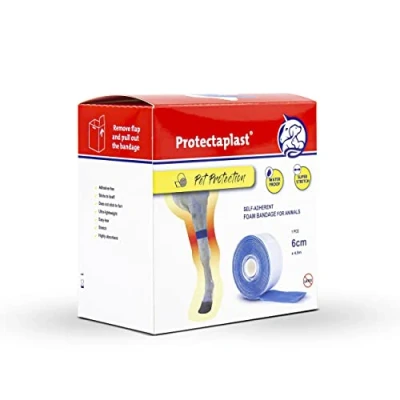 Afbeelding van Protectaplast zelfklevend blauw verband voor huisdieren (6 cm x 4,5 m), zonder latex en lijm honden, katten, paarden, honden kattenverbandmateriaal, wonden gewrichten