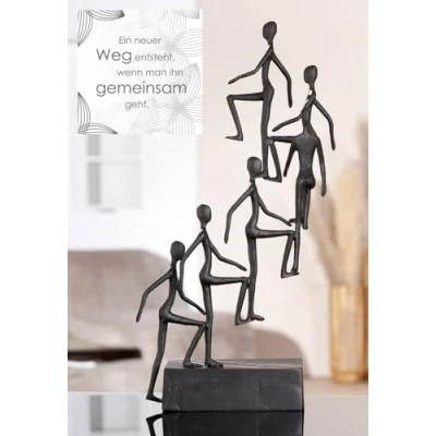 Afbeelding van beeld samen als groep tot hoogte stijgen metaal bronskleur 8x20x38 cm samenwerken