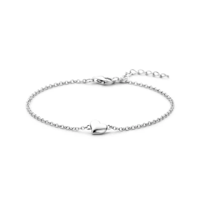 Afbeelding van Zilver Gerhodineerd Armband Hart 16 + 3 Cm 1338513