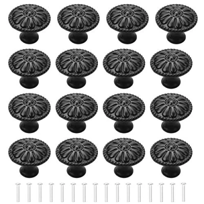 Afbeelding van YEYIT 16 Stks Ronde Lade Knoppen 30MM zwarte meubelknoppen,enkel gat Vintage Kast Antieke met schroeven voor laden, deuren, kasten, enz.