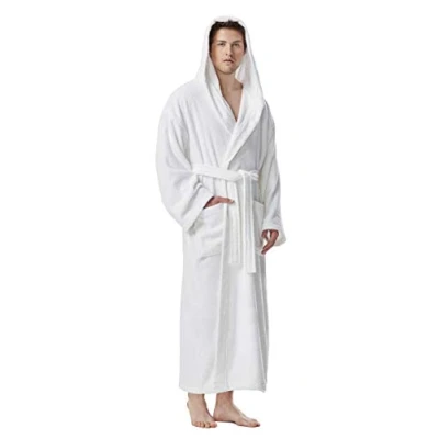 Afbeelding van Astrom Herenbadjas met capuchon, 100% KatoenenHeren Maat: XXL lang, Unisex 3XL Wit
