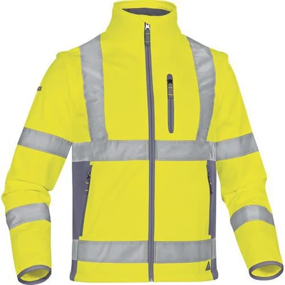 Afbeelding van Deltaplus MOON2JGGT jas van &quot;softshell&quot; polyester/elastaan met 3 gelamineerde lagen, neongeel grijs, maat L